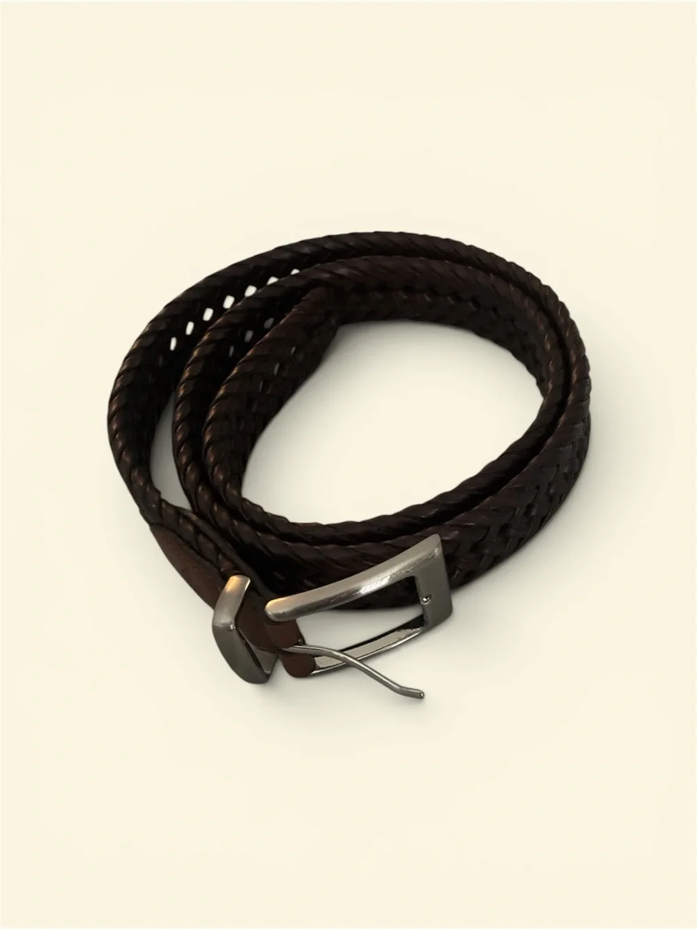 Men’s leather braided belt